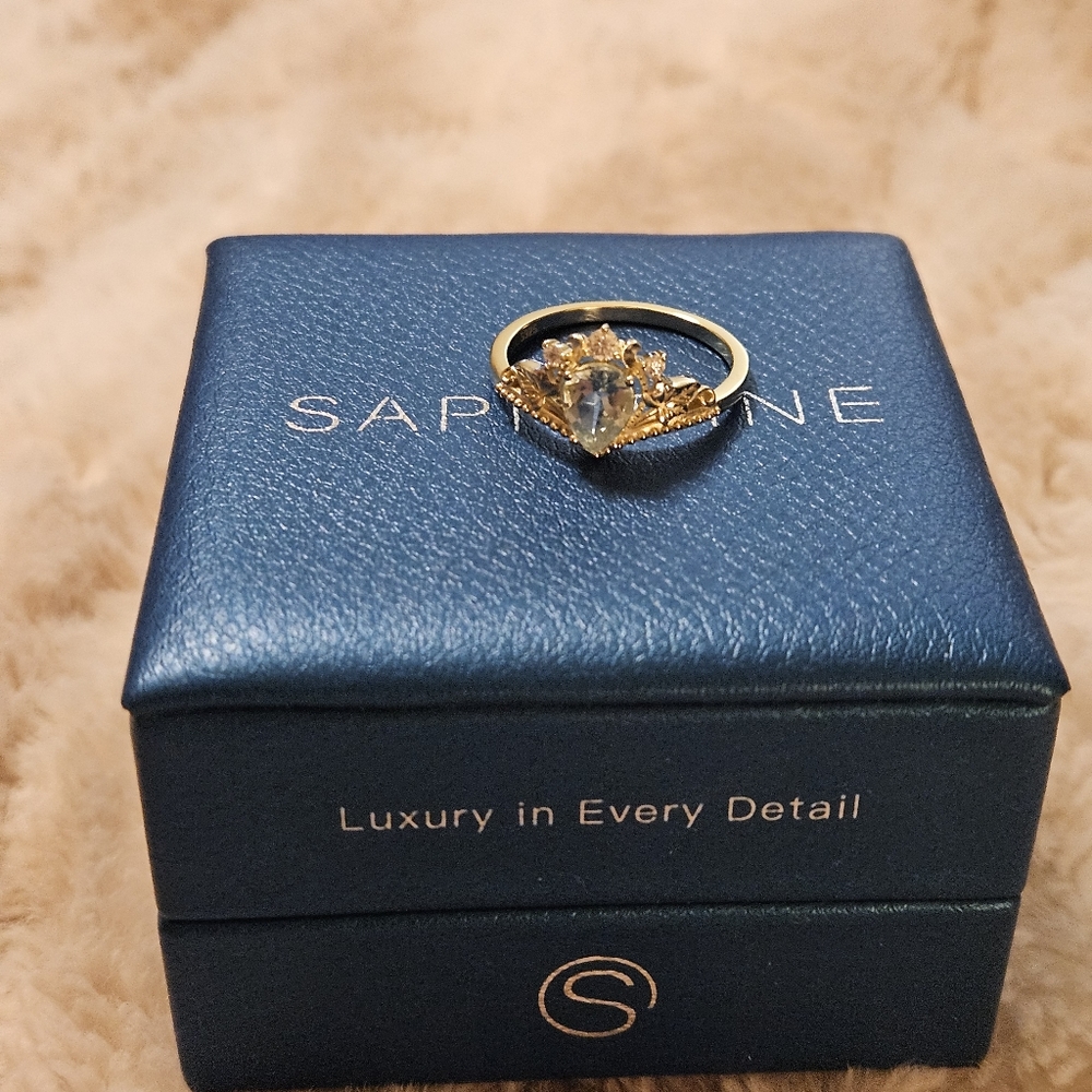 Saphirine Natural Aquamarine Ring Size 10 - Picture 6 of 7